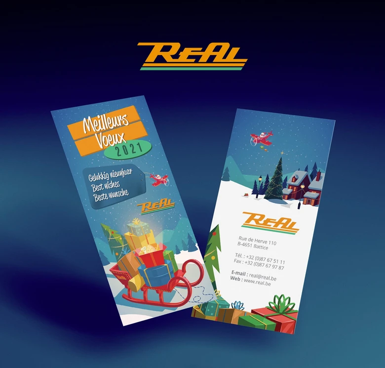Real – Flyer Vœux — Travaux de graphisme.